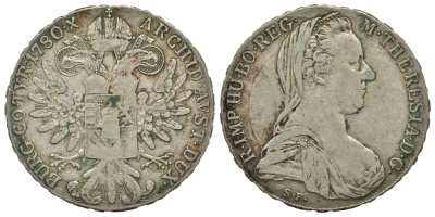 Австрия 1 талер 1780 SF, Мария Терезия, официальный рестрайк KM Т1 серебро 413-534