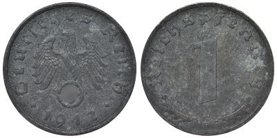 Германия 1 рейхспфенниг 1942 G KM 97, J. 369 цинк 4124-226