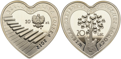 Польша 10 злотых 2012 20 лет благотворительному рождественскому оркестру, сертификат KM 810 серебро PROOF 01-170-14