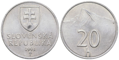 Словакия 20 геллеров 1993 MK KM 18 алюминий aUNC 4164-544