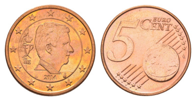 Бельгия 5 евроцентов 2014 KM 333 сталь плакированная медью 4627-758