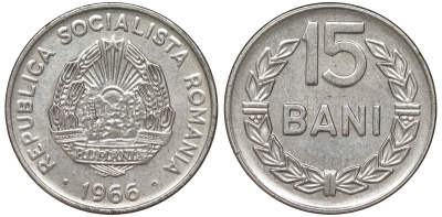 Румыния 15 бани 1966 KM 93 сталь плакированная никелем 4174-126