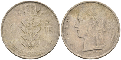 Бельгия 1 франк 1969 BELGIQUE KM 142.1 медно-никель 4592-527