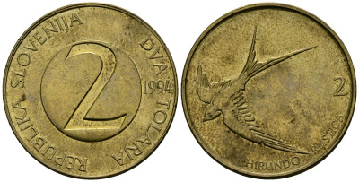 Словения 2 толара 1994 ласточка KM 5 никель латунь 4167-441