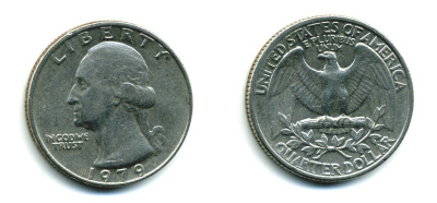 США 25 ЦЕНТОВ = КВОТЕР 1979 ВАШИНГТОН KM А164а медь плакированная медно-никелем 59-1931