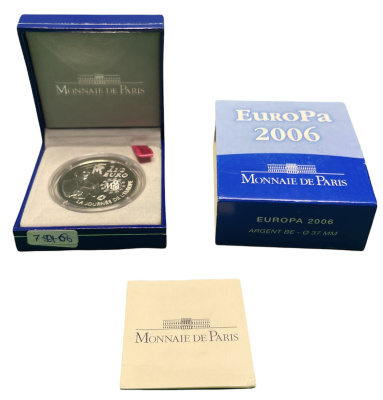 Франция 1 1/2 евро 2006 Декларация Шумана, день Европы 9 мая 1950 года, в оригинальной коробке, с сертификатом серебро PROOF 7-5-4-06