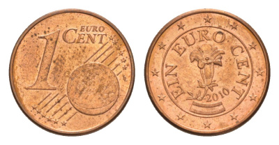 Австрия 1 евроцент 2010 KM 3082 сталь плакированная медью aUNC 4630-445