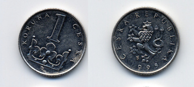 ЧЕХИЯ 1 КРОНА 1995 KM 7 сталь плакированная никелем 46-1057