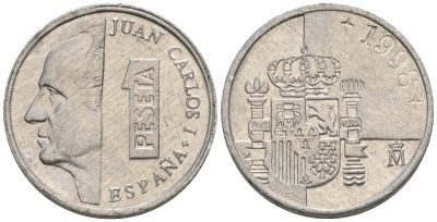 Испания 1 песета 1998 M, Хуан Карлос I (1975-2014) KM 832 алюминий 4602-1167