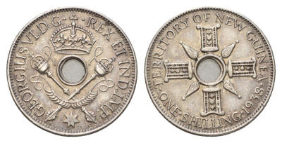 Новая Гвинея 1 шиллинг 1938 Георг VI KM 8 серебро 98-1113