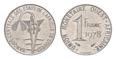 Западная Африка (BCEAO) 1 франк 1978 KM 8 нержавеющая сталь UNC 4655-764