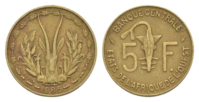 Западная Африка (BCEAO) 5 франков 1985 KM 2a медь алюминий никель 4655-816