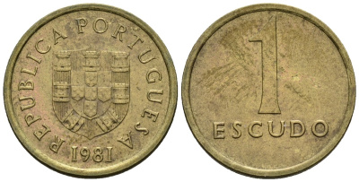 Португалия 1 эскудо 1981 KM 614 никель латунь 4147-614