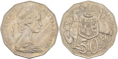 Австралия 50 центов 1978 Елизавета II (1952-2022), герб Австралии, кенгуру KM 68 медно-никель 107-115