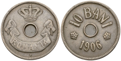 Румыния 10 бани 1906 J, Кароль I (1881-1914) KM 32 медно-никель 4601-813