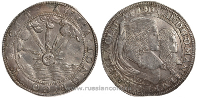 Мантуя 1 дукатон 1666 Фердинандо Карло Гонзага и Изабелла Клара Австрийская Dav. 3966 серебро 10-005-36