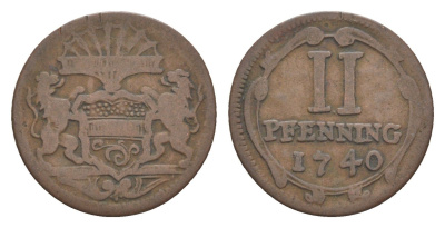 Мюнстер 2 пфеннига 1740 KM 337 медь 633-1113