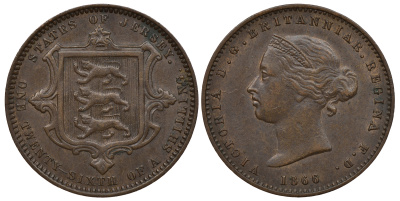Джерси 1/26 шиллинга 1866 Виктория (1837-1901) KM 4 бронза 650-431