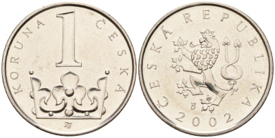 Чехия 1 крона 2002 KM 7 сталь плакированная никелем 4152-933