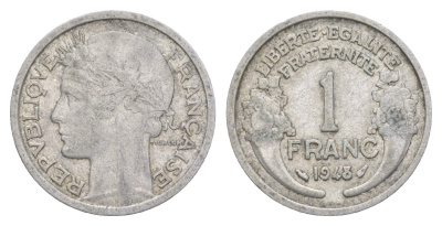 Франция 1 франк 1948 KM 885a алюминий 4641-1024