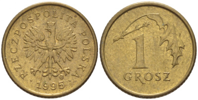 ПОЛЬША 1 ГРОШ 1995 MW KM 276 латунь 4528-859
