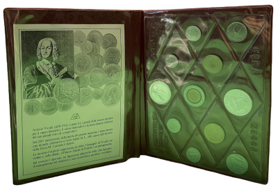 Италия госнабор из 11 монет 1991 250 лет со дня смерти Антонио Вивальди KM MS 26 серебро UNC 7-5-1-7