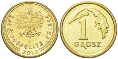 Польша 1 грош 2015 Y 923 сталь плакированная латунью UNC 4614-258