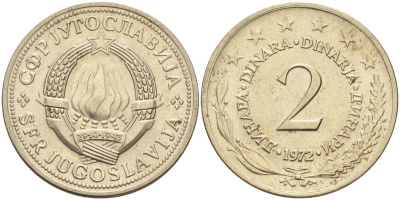Югославия 2 динара 1972 KM 57 медь никель цинк 4582-947
