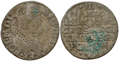 Польша, Эльбинг трояк (3 гроша) 1622 Сигизмунд III Ваза (1587-1632), Монетный двор Краков, герб "Сас" - управляющий монетного двора Миколай Данилович в 1616-1624 Iger K.22.1.a, KM 31 серебро 4160-256