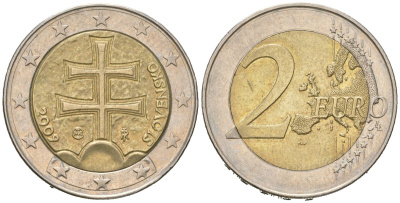 Словакия 2 евро 2009 MK KM 102 биметалл 110-513