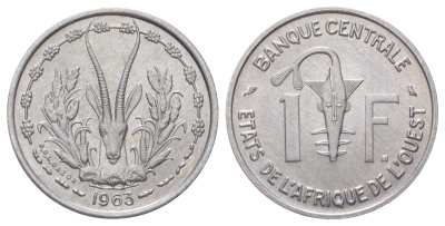 Западная Африка (BCEAO) 1 франк 1963 KM 3.2 алюминий UNC 4606-1252