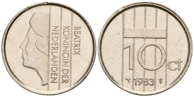 Нидерланды 10 центов 1983 Беатрикс (1980-2013) KM 203 никель    4598-355