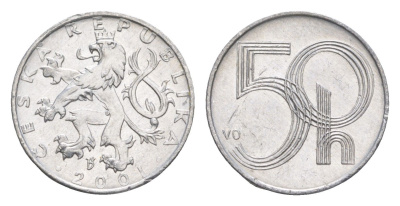 Чехия 50 геллеров 2001 KM 3 алюминий UNC 4651-557
