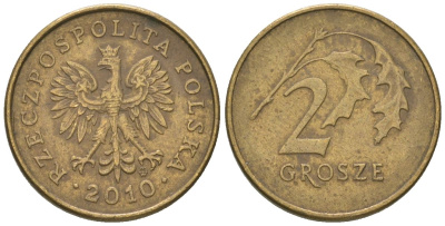 Польша 2 гроша 2010 MW Y 277 марганец латунь 4617-1166