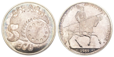 Испания 5 экю 1989 Карл V, Император Священной Римской Империи X M24 серебро PROOF 11-322-32