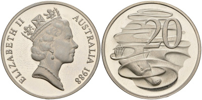 Австралия 20 центов 1988 KM 82 медно-никель PROOF 3711-1611