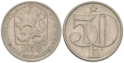 Чехословакия 50 геллеров 1978 KM 89 медно-никель 4617-1234