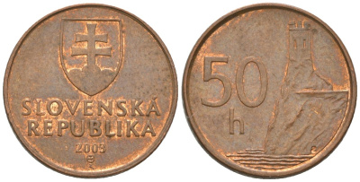 Словакия 50 геллеров 2003 MK KM 35 сталь плакировнная медью 4164-713