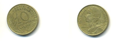 ФРАНЦИЯ 10 САНТИМОВ 1977 ТИП MARIANNE KM 929 медь алюминий никель 54-1516