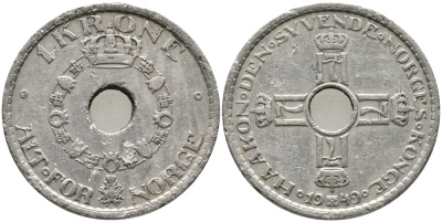 НОРВЕГИЯ 1 КРОНА 1949 ХОКОН VII (1905-1957) KM 385 медно-никель 32-325