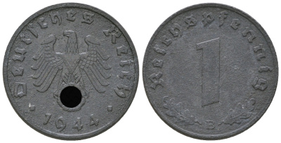 Германия 1 рейхспфенниг 1944 B KM 97, J. 369 цинк 4668-1151