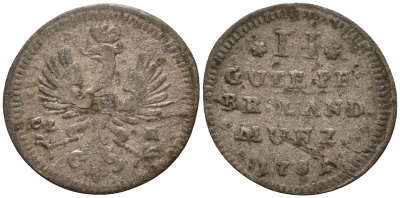 Бранденбург-Байрейт 2 пфеннига 1751 KM 207 серебро 4602-242