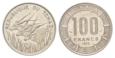 Чад 100 франков 1975 KM 3 никель aUNC 4127-1844
