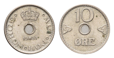 Норвегия 10 эре 1951 Хокон VII (1905-1957) KM 383 медно-никель 4124-318