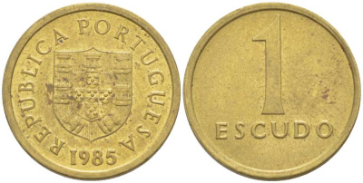 ПОРТУГАЛИЯ 1 ЭСКУДО 1985 KM 614 никель латунь 211-1152