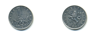 Чехия 1 крона 1993 KM 7 сталь плакированная никелем 56-843