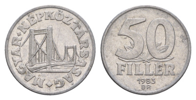 Венгрия 50 филлеров 1983 BP мост Елизаветы в Будапеште KM 574 алюминий 4658-716