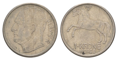 Норвегия 1 крона 1967 Улаф V (1957-1991) KM 409 медно-никель 4635-647