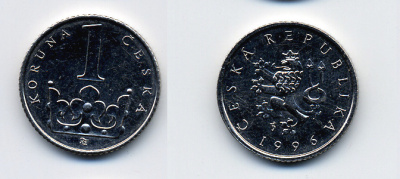 ЧЕХИЯ 1 КРОНА 1996 KM 7 сталь плакированная никелем 46-1064