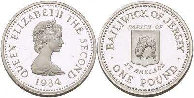 Джерси 1 фунт 1983 приход СЕНТ-ХЕЛИЕР, тираж 2500 экземпляров KM 59 a серебро PROOF 650-1225